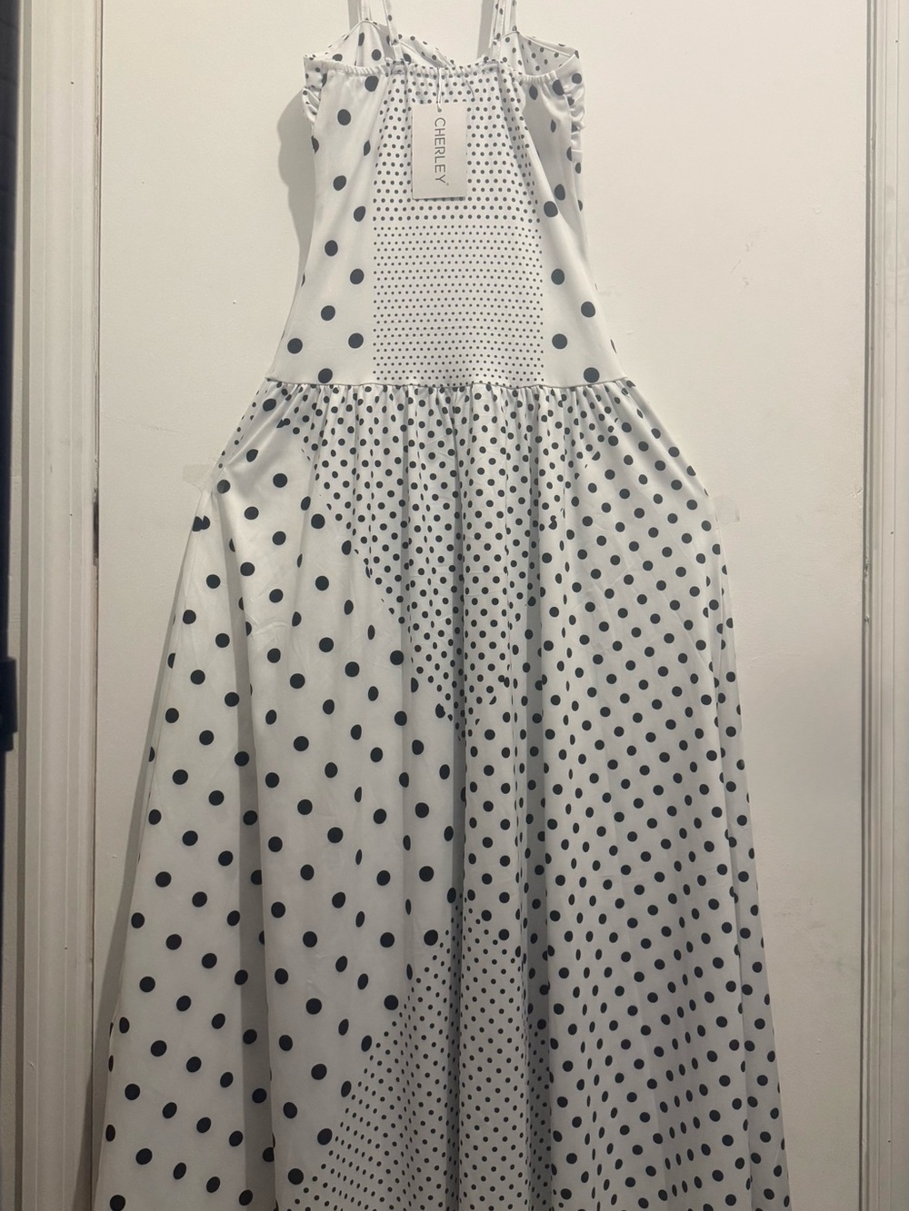 NWT Polka Dot Maxi Dress Size XS Adjustable Straps - Picture 3 of 9